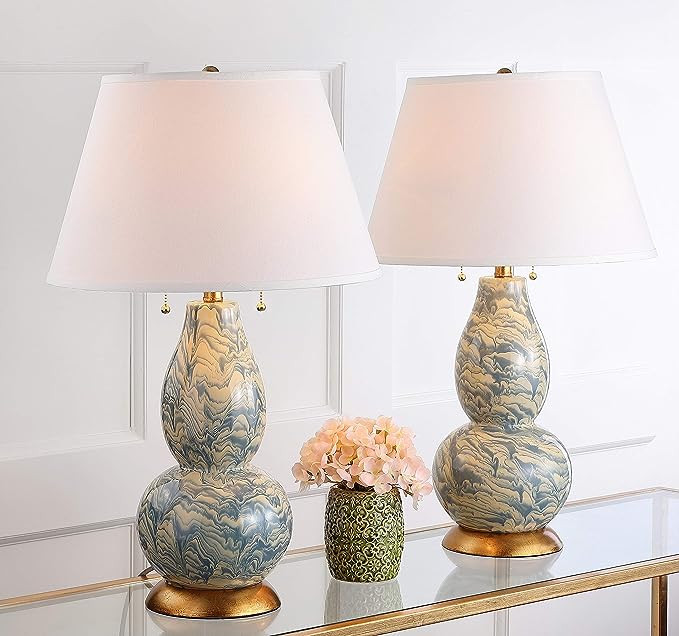 SAFAVIEH Lighting Collection Modern Swirls Blue/ White 29-inch Bedroom Living Room Home Office De... | Amazon (US)