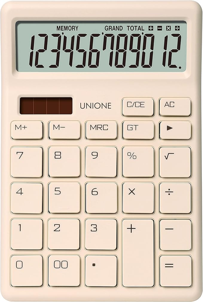 UNIONE Desktop Beige Calculator with a Bright LCD, Dual Power Handheld Desktop. Color. Business, ... | Amazon (US)
