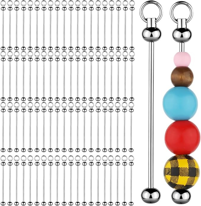 PEUTIER Blank Beadable Keychain Bars, Metal DIY Bead Keychain | Amazon (US)
