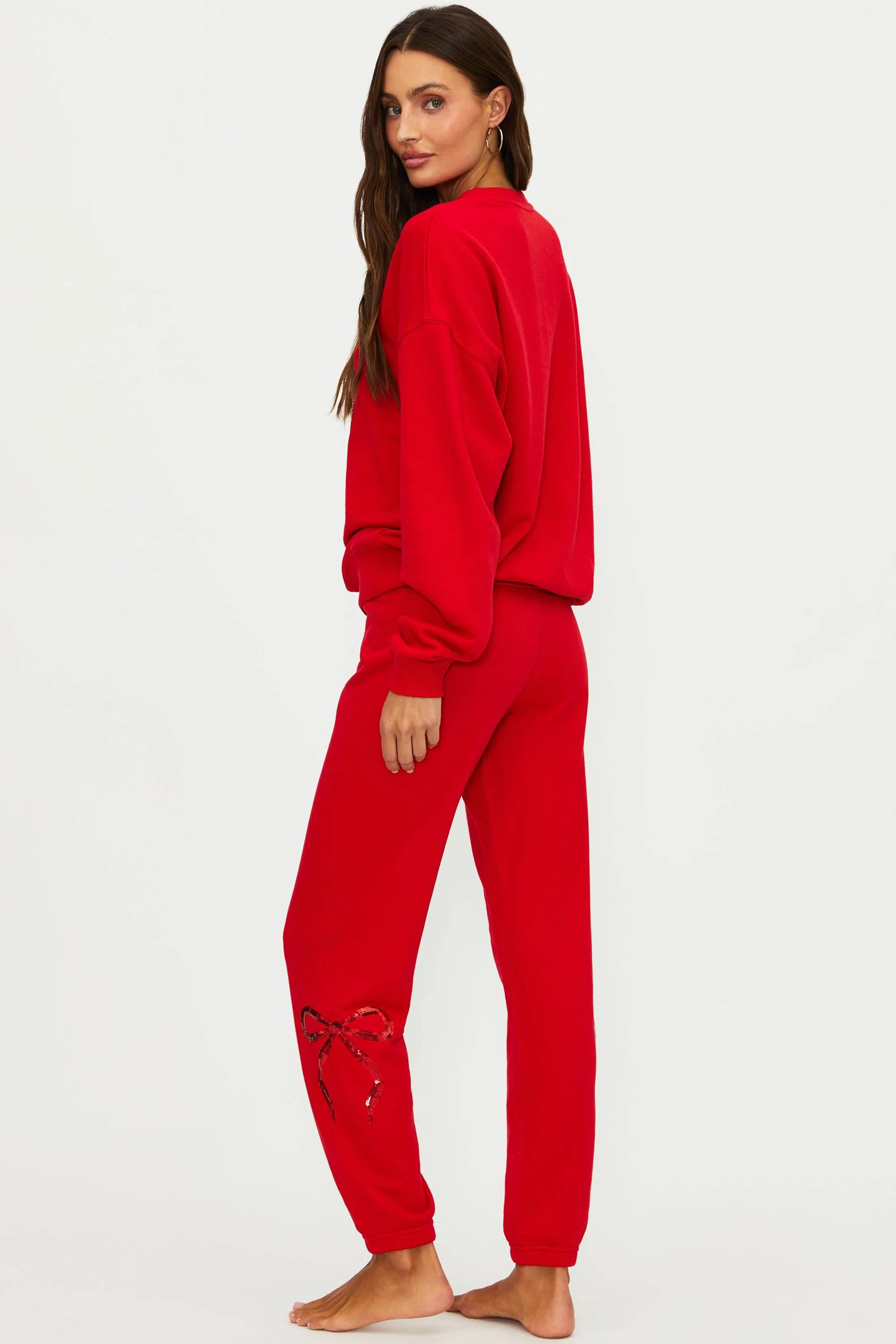 Anthropologie X Beach Riot Nash Pant Red Sequin Bow | Holiday Sweatpants | Beach Riot | Beach Riot