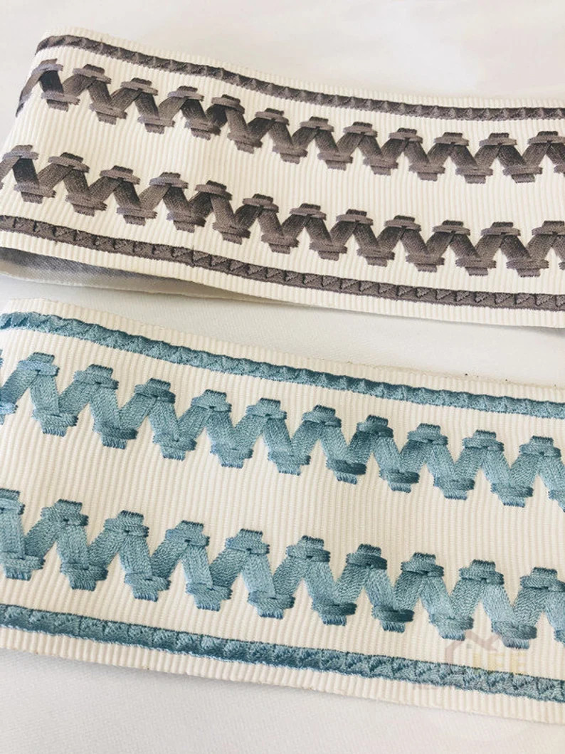 3.5embroidery Trim Tape,light Blue Curtain Trim,fabric Trim for Curtains , Ribbon Trim,curtain Tr... | Etsy (US)