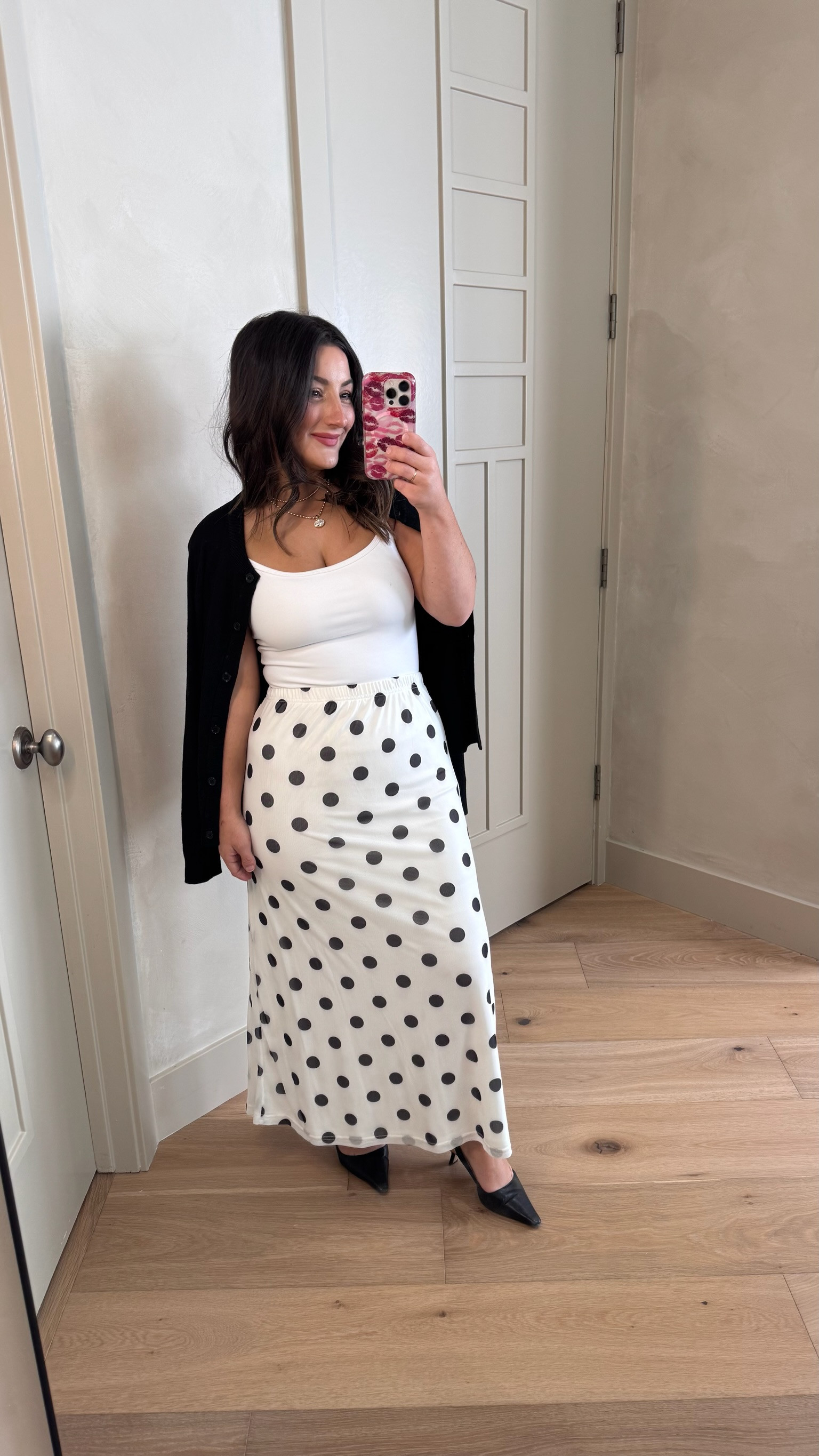 Must have cardigan! Paired with a mesh polka dot maxi skirt for a chic look! 

I'm wearing a size small in everything! 

5'0" 140lbs 
Petite friendly

#LTKootd #LTKSaleAlert #LTKPetite