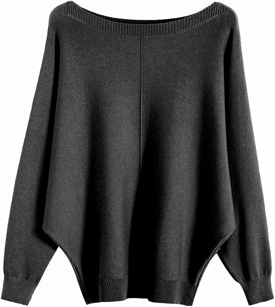 Ckikiou Womens Lightweight Oversized Boat Neck Sweaters Tops Dolman Batwing Sleeve Ribbed Knitted... | Amazon (US)
