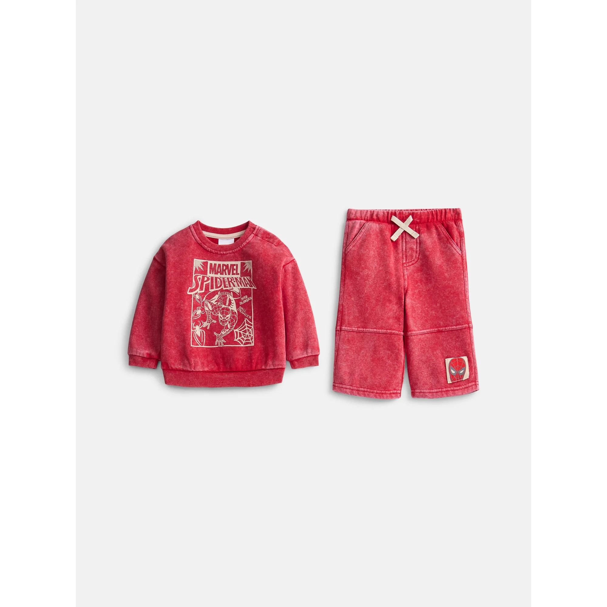 Spider-Man Baby Boy Washed Fleece Crewneck Sweatshirt and Sweatpants Set, Sizes 0/3M-24M | Walmart (US)