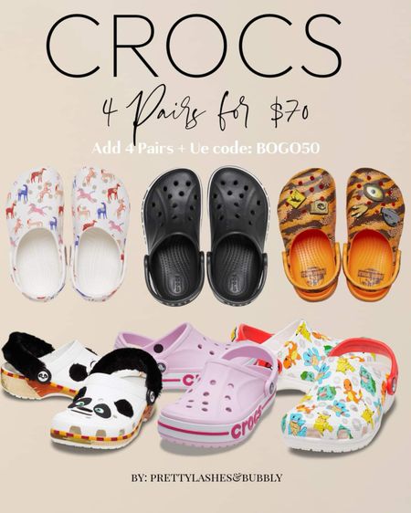 GET 4 PAIRS OF CROCS FOR ONLY $70!
Double discount on Crocs!
Make sure you are logged in and signed up for rewards to see the $30 off $100
Use code: BOGO50

#LTKActive #LTKKids #LTKSaleAlert