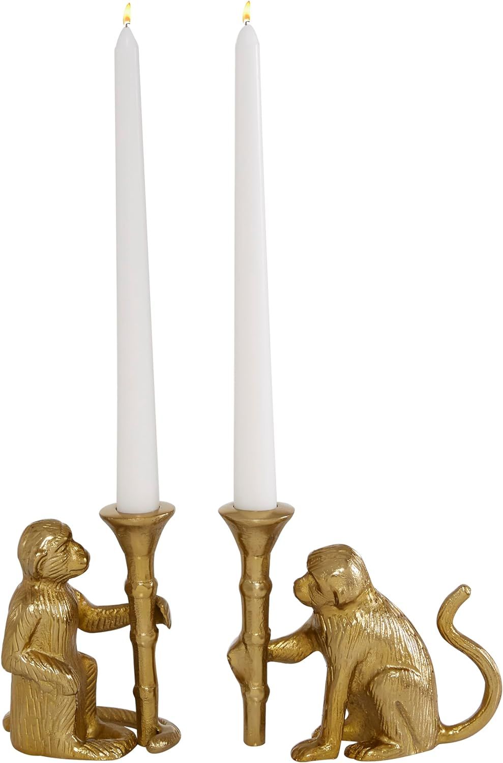 Deco 79 Aluminum Solid Candle Holder, Set of 2 3"W, 5"H, Gold | Amazon (US)