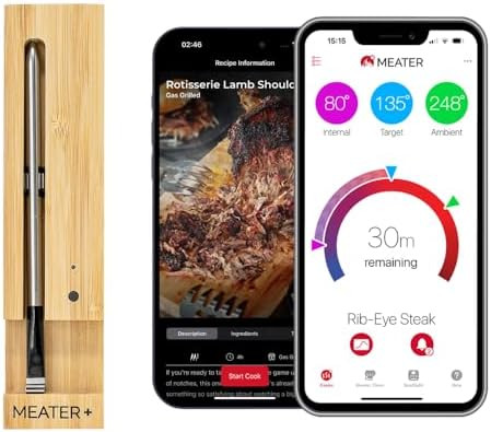 MEATER Plus: Smart Digital Wireless Meat & Food Thermometer | Bluetooth Cooking Thermometer for B... | Amazon (US)