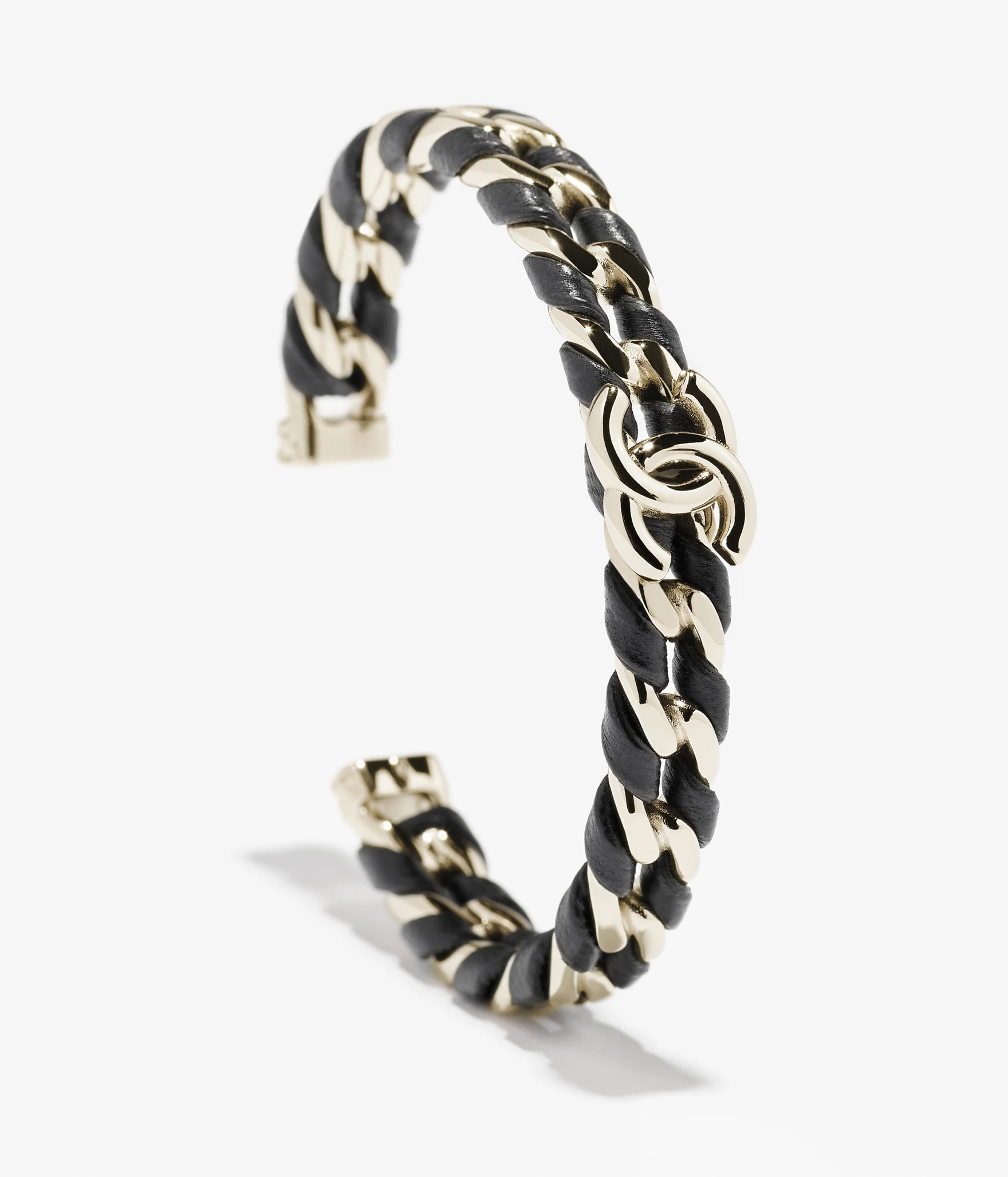 Cuff - Metal, lambskin & resin, golden & black — Fashion | CHANEL | Chanel, Inc. (US)
