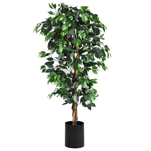 Gymax 6Ft Artificial Ficus Tree Fake Greenery Plant Home Office Decoration | Walmart (US)