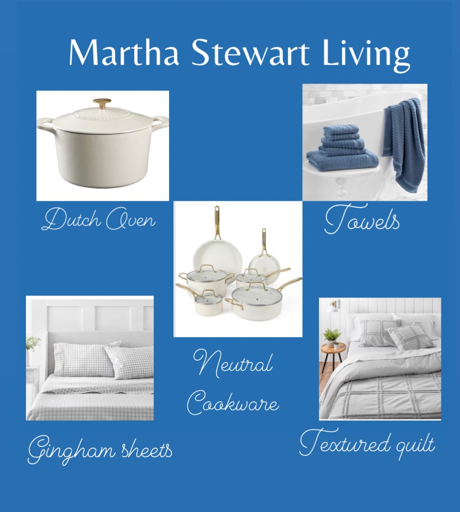 Pretty things from Martha Stewart Home on Amazon. 
Dutch oven
Towels
Bedding 
Sheets
Cookware 

#LTKGiftGuide #LTKsalealert #LTKhome