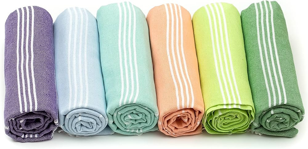 HAVLULAND Turkish Beach Towel | Set of 6 | 71"x39" | Oversized Beach Towels | Sand Free Beach Tow... | Amazon (US)