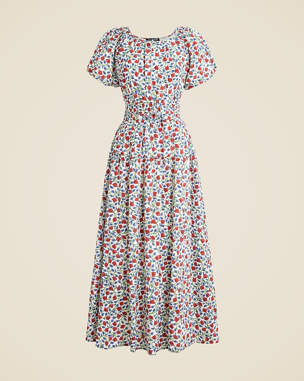 Elena puff-sleeve dress in floral crepe de chine | J. Crew US
