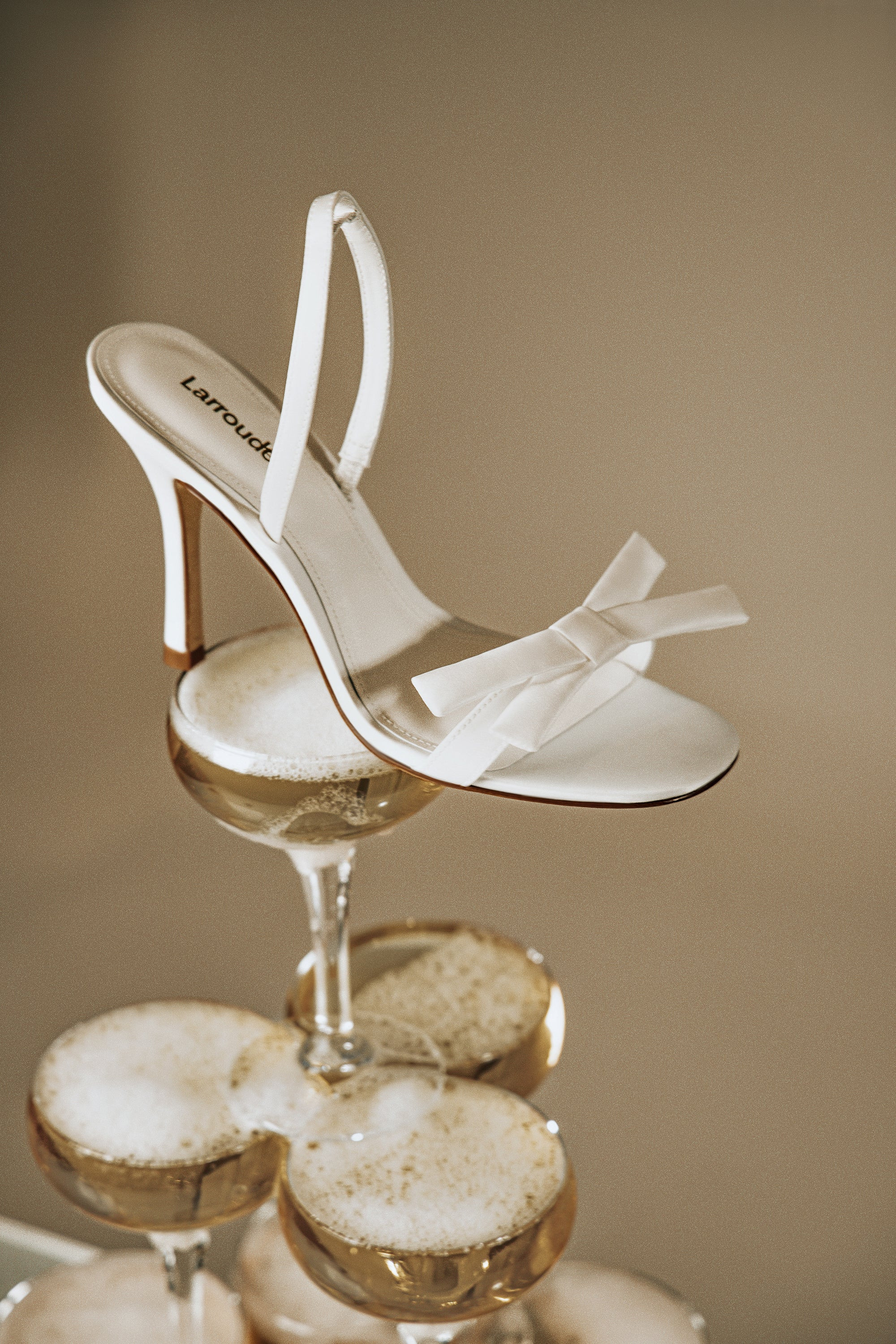 Larroudé x Markarian Bridal Sandal In White Satin | Larroude