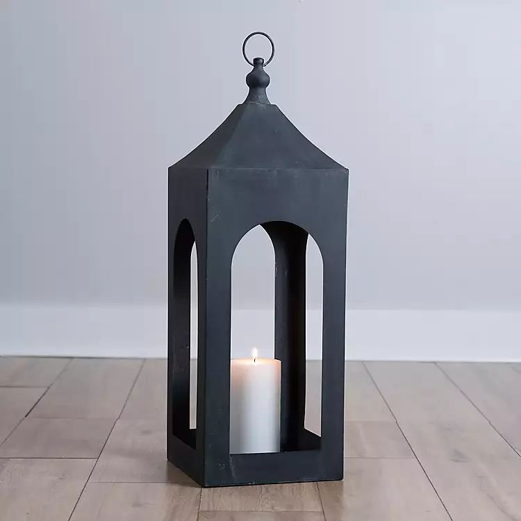 Dark Gray Hampshire Metal Lantern, 30 in. | Kirkland's Home