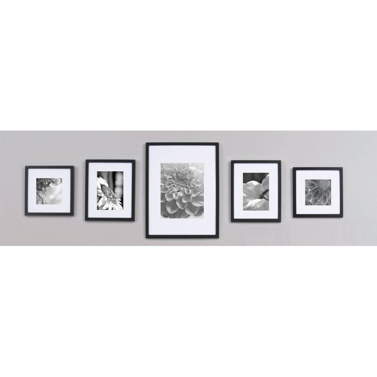 Gallery Perfect 5 Piece Black Wood Photo Frame Gallery Wall Kit with Decorative Art Prints & Hang... | Walmart (US)