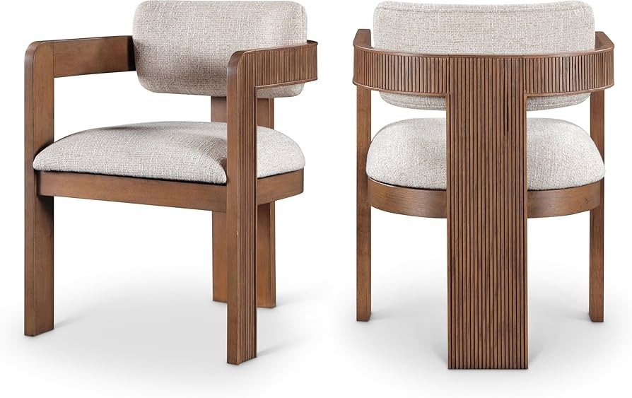 Meridian Furniture 11093Beige-C Sacha Collection Art Deco Dining Chair, Rich Beige Linen Textured... | Amazon (US)