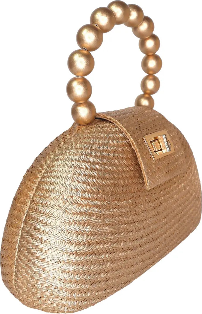 THE ORLA Woven Straw & Wooden Bead Statement Clutch Bag | Nordstrom