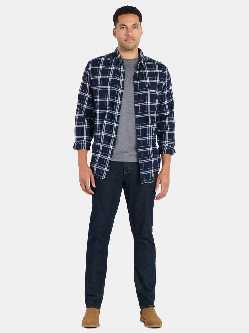 George Men's and Big Men's Double Pocket Flannel Shirt, Sizes XS-3XLT | Walmart (US)