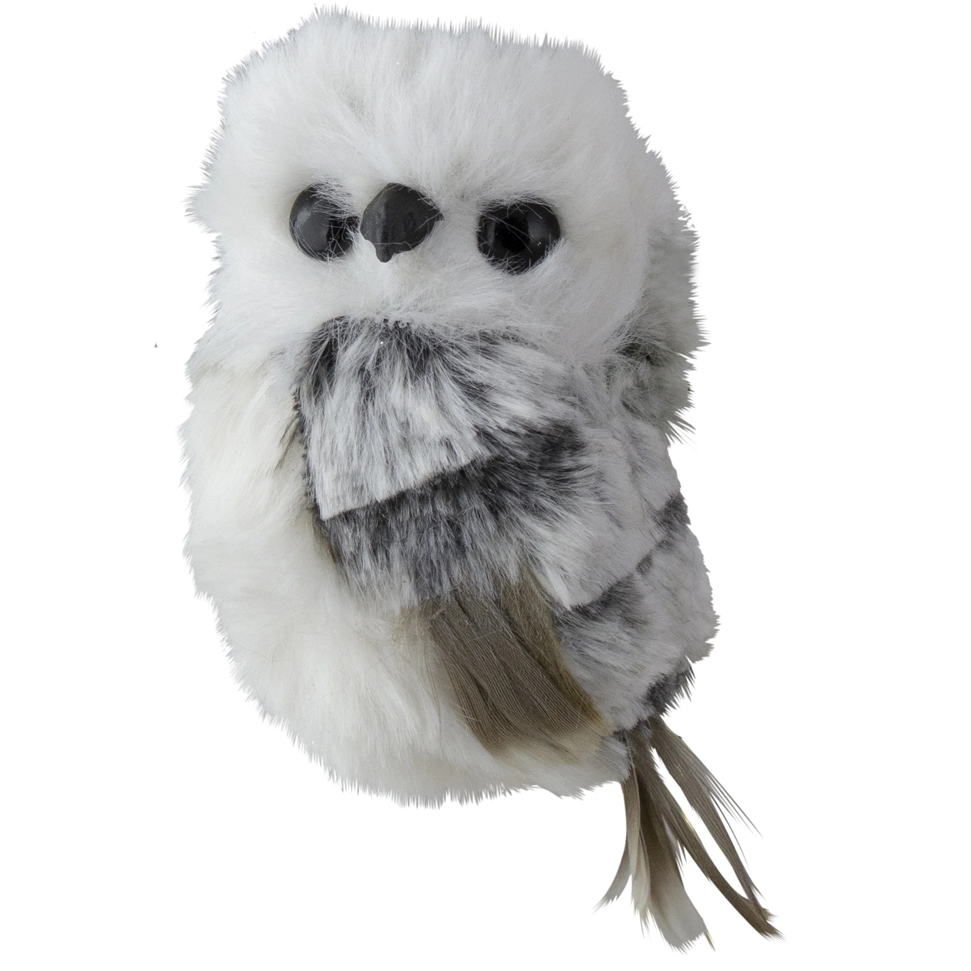 3.5" White and Gray Fluffy Baby Owl Christmas Ornament - Right | Walmart (US)