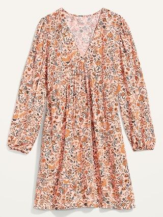 Puff-Sleeve Floral Mini Swing Dress for Women | Old Navy (US)