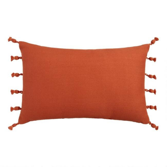Woven Tasseled Indoor Outdoor Lumbar Pillow | World Market