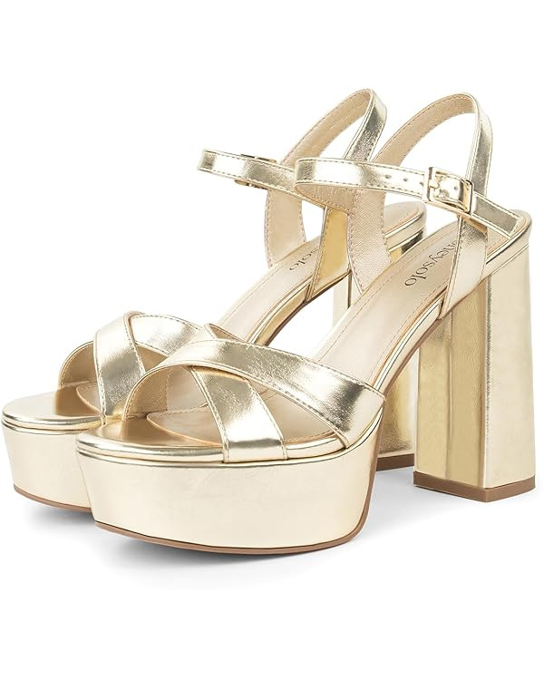 Women's Chunky Platform Heel Sandals Fashion Wedding Dance Dressy High Heel Pumps Evening Party O... | Amazon (US)