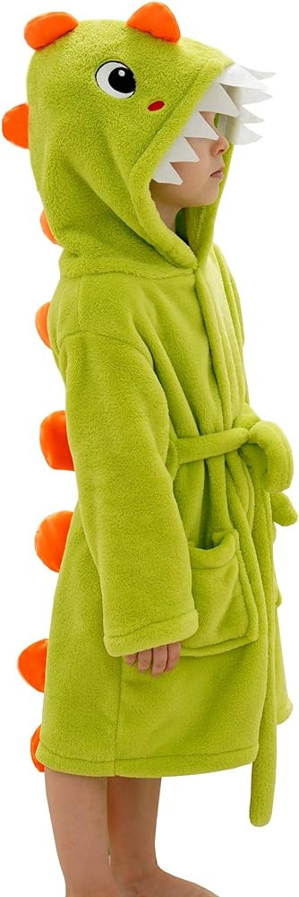 Boys Girls Bathrobe Kids Toddler Cartoon Dinosaur With Tail Hooded Sleep Robe | Amazon (US)