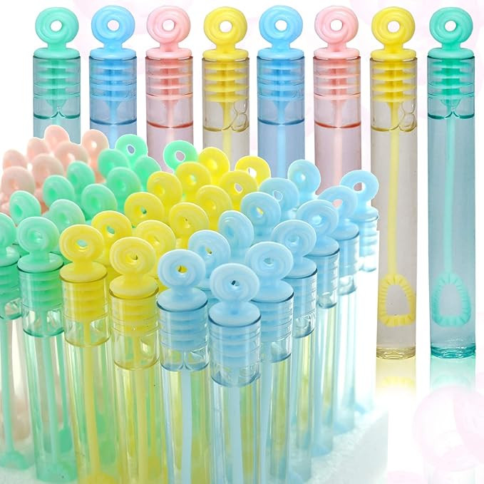 GIFTEXPRESS 48 pcs 4.2" Mini Bubble Wands, Assorted Pastel Colors, Party Favors for Wedding Suppl... | Amazon (US)