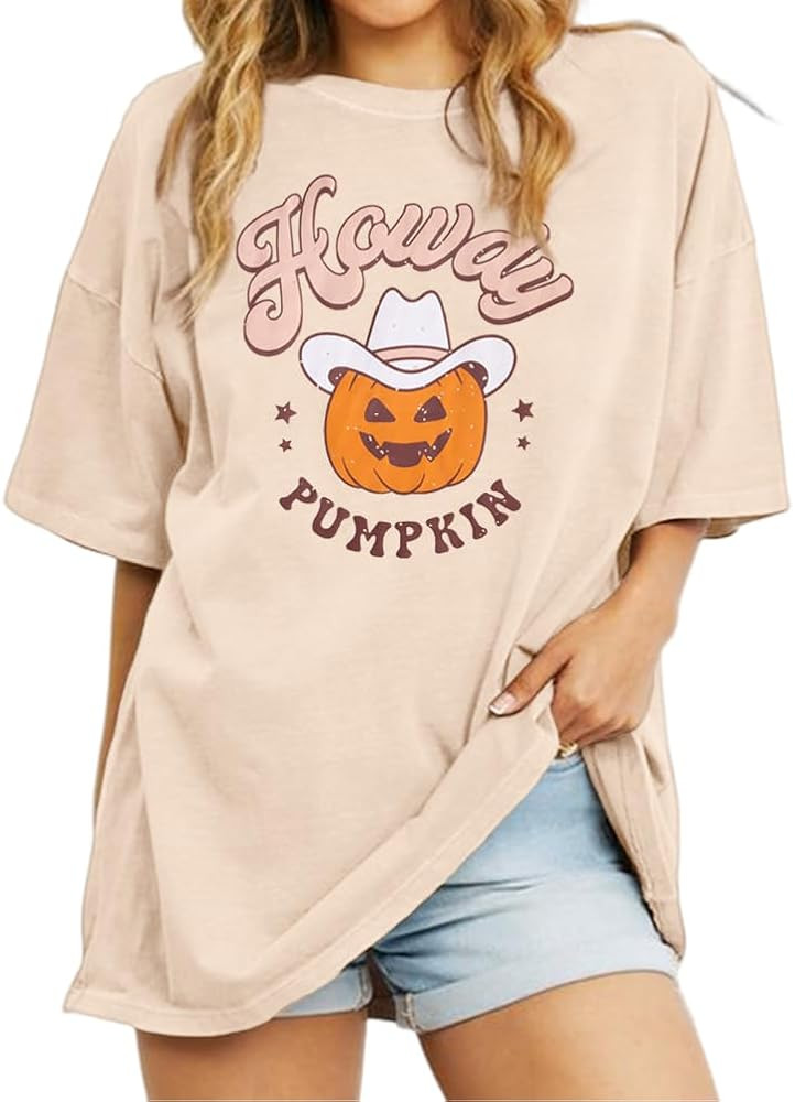 Ritatte Howdy Pumpkin Halloween Shirt Women Cute Western Country Cowgirl T-Shirt Short Sleeve Cas... | Amazon (US)