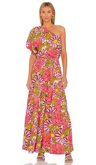 SWF One Shoulder Puff Sleeve Maxi in Pink. - size XS (also in S) | Revolve Clothing (Global)