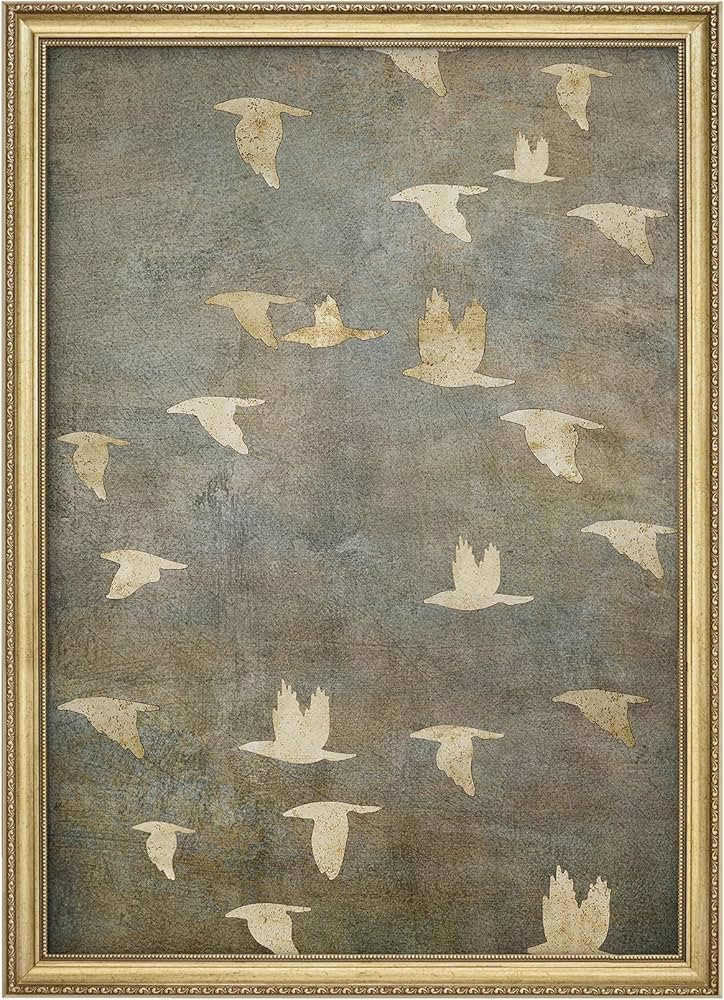 MUDECOR Premium Framed Wall Art Golden Birds in Flight Illustrations Impressionism Scenic Colorfu... | Amazon (US)
