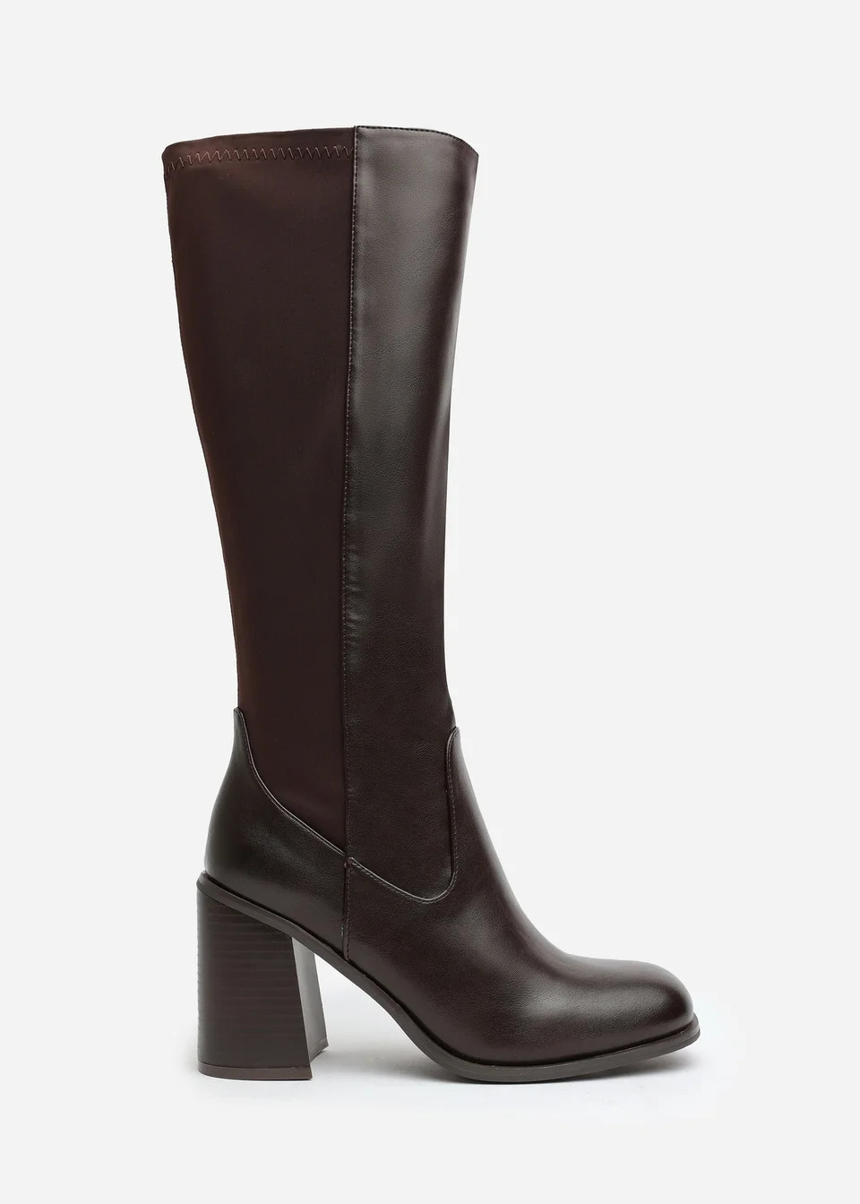 Where's That From Zhuri Brown Block Heel Knee High Boots | Matalan (UK)