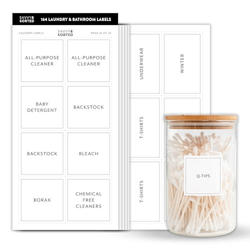 Bathroom Laundry Labels for Jars - 164 Closet Laundry Stickers, Cleaning Labels for Jars Spray Bottles, Bedroom Closet Household Laundry Organization | Amazon (US)