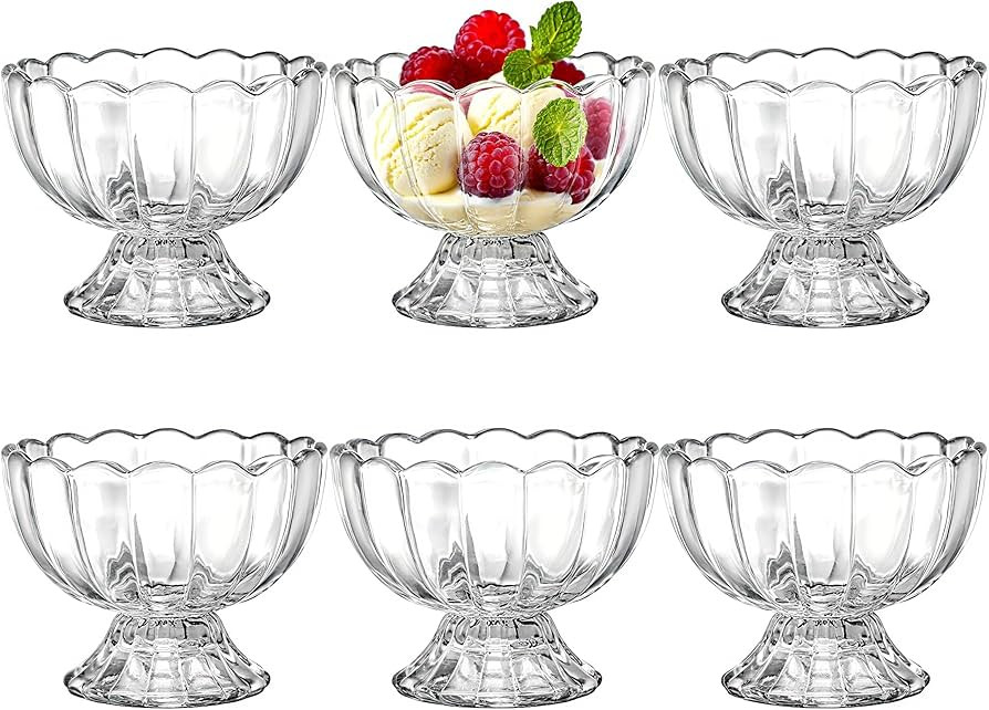 Lawei 6 Pack Glass Dessert Bowls - 5 Oz Glass Ice Cream Cups Mini Trifle Footed Dessert Bowls for... | Amazon (US)