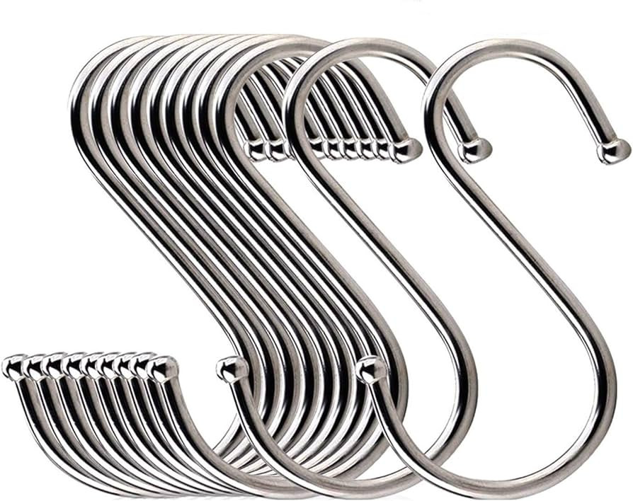 Lysas 20-Pack Round S Shaped Metal, Hooks Hangers for Kitchen, Bathroom, Bedroom and Office | Amazon (US)