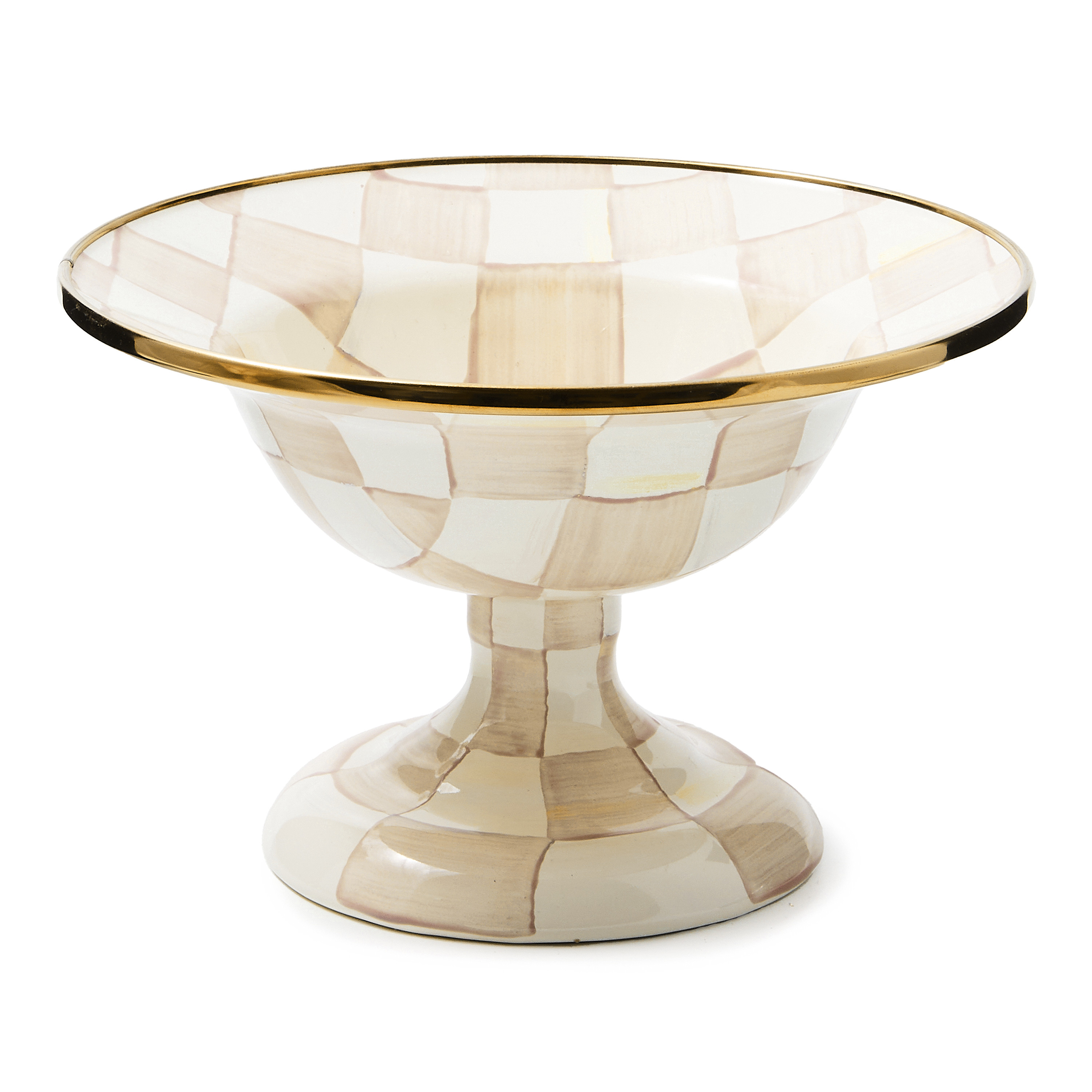 MacKenzie-Childs Mocha Check Small Compote | MacKenzie-Childs
