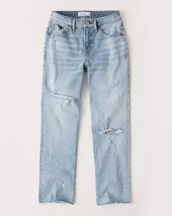 Abercrombie & Fitch Womens Mid Rise Boyfriend Jeans in Light Ripped Wash - Size 31 | Abercrombie & Fitch US & UK