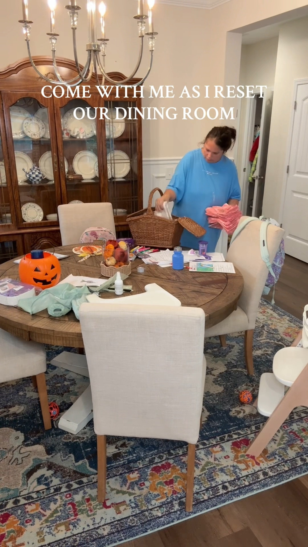 DINING ROOM RESET + CLEAN: My 6 year old has been on fall break since Thursday at 11 AM and after 3.5 days of staring at the dining room like this, it was time to clean + reset. (This wood cleaner + polish I bought I had NO IDEA it was almond scent. I cannot stand the smell of almond extract, so I had to switch to my @Branch Basics spray mid-clean)

#LTKFamily #LTKHome #LTKFindsUnder50