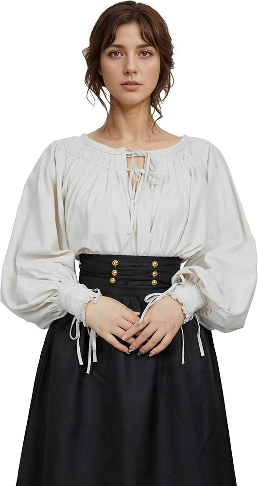 miccostumes Women's Medieval Shirt Renaissance Long Sleeve Retro Square Neck Style Top | Amazon (US)