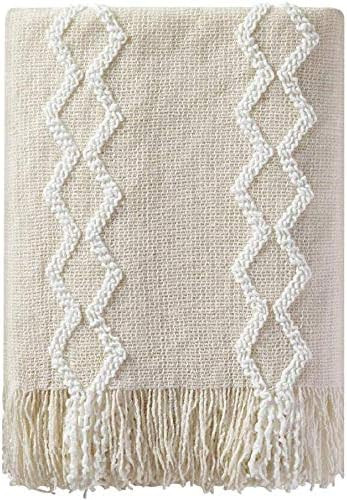 Bourina Fluffy Chenille Knitted Fringe Throw Blanket Lightweight Soft Cozy for Bed Sofa Chair Thr... | Amazon (CA)