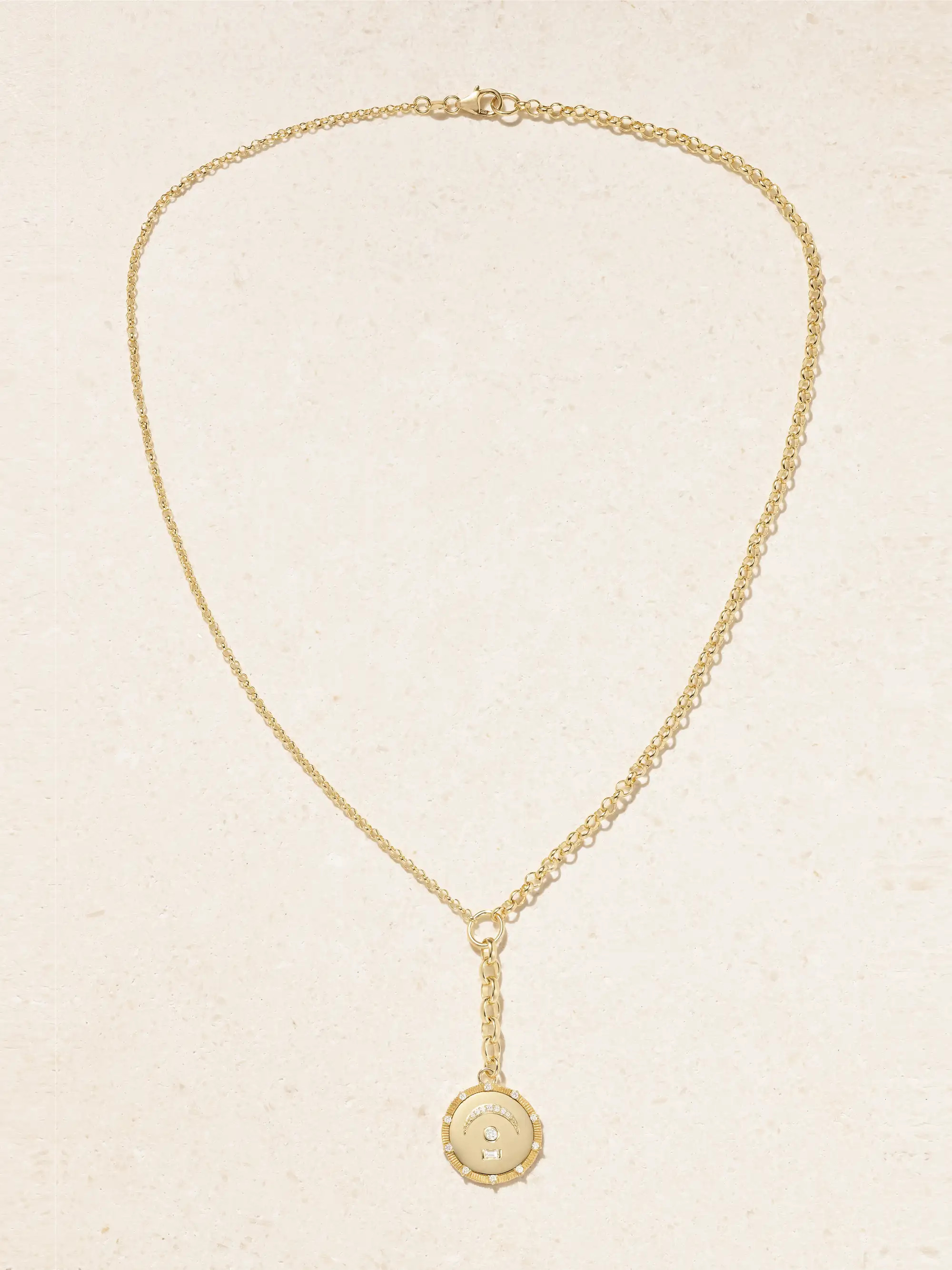 Pause Medium Mixed Belcher Extension 18-karat gold diamond necklace | NET-A-PORTER (US)