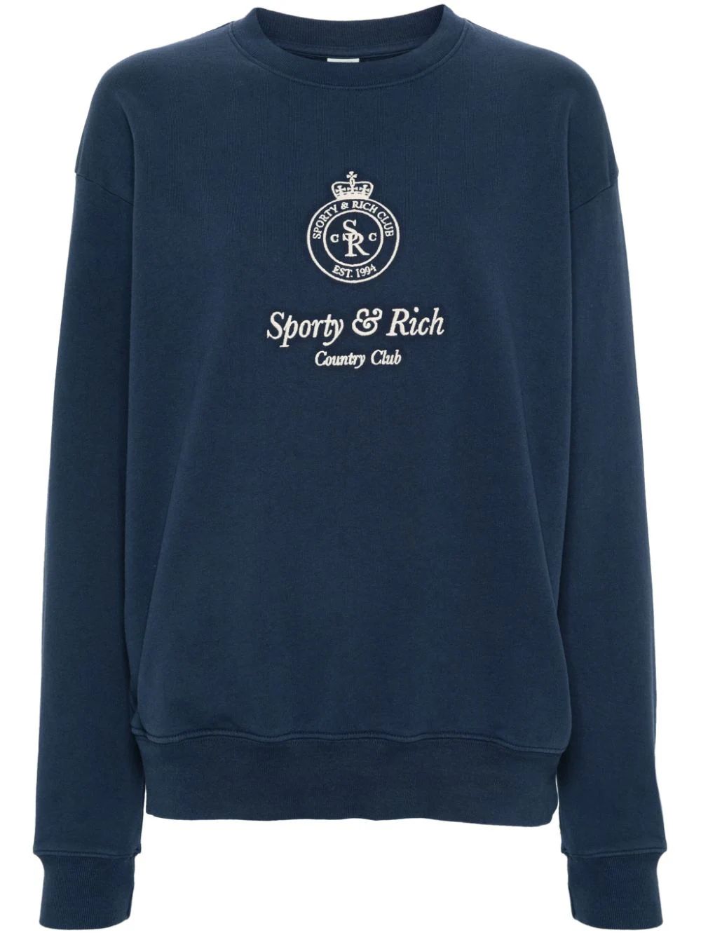 Sporty & Rich logo-embroidered Cotton Sweatshirt - Farfetch | Farfetch Global