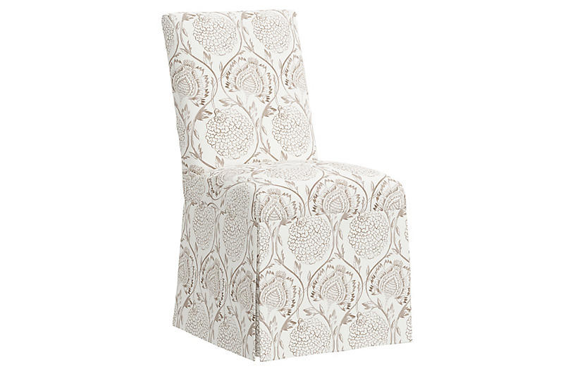 Owen Slipcover Side Chair, Ranjit Floral Brown | One Kings Lane