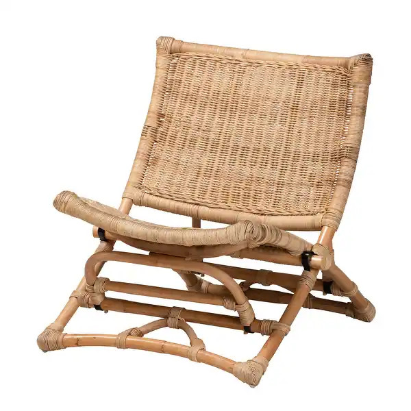 Herrara Modern Bohemian Natural Brown Antique Rattan Foldable Lounge Chair | Bed Bath & Beyond