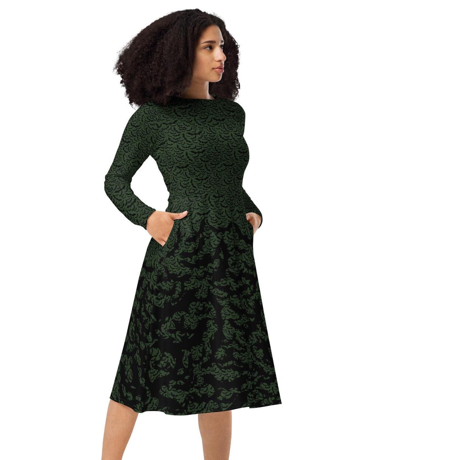 Halloween Bats Dress. Long Sleeve Midi Length. - Etsy | Etsy (US)