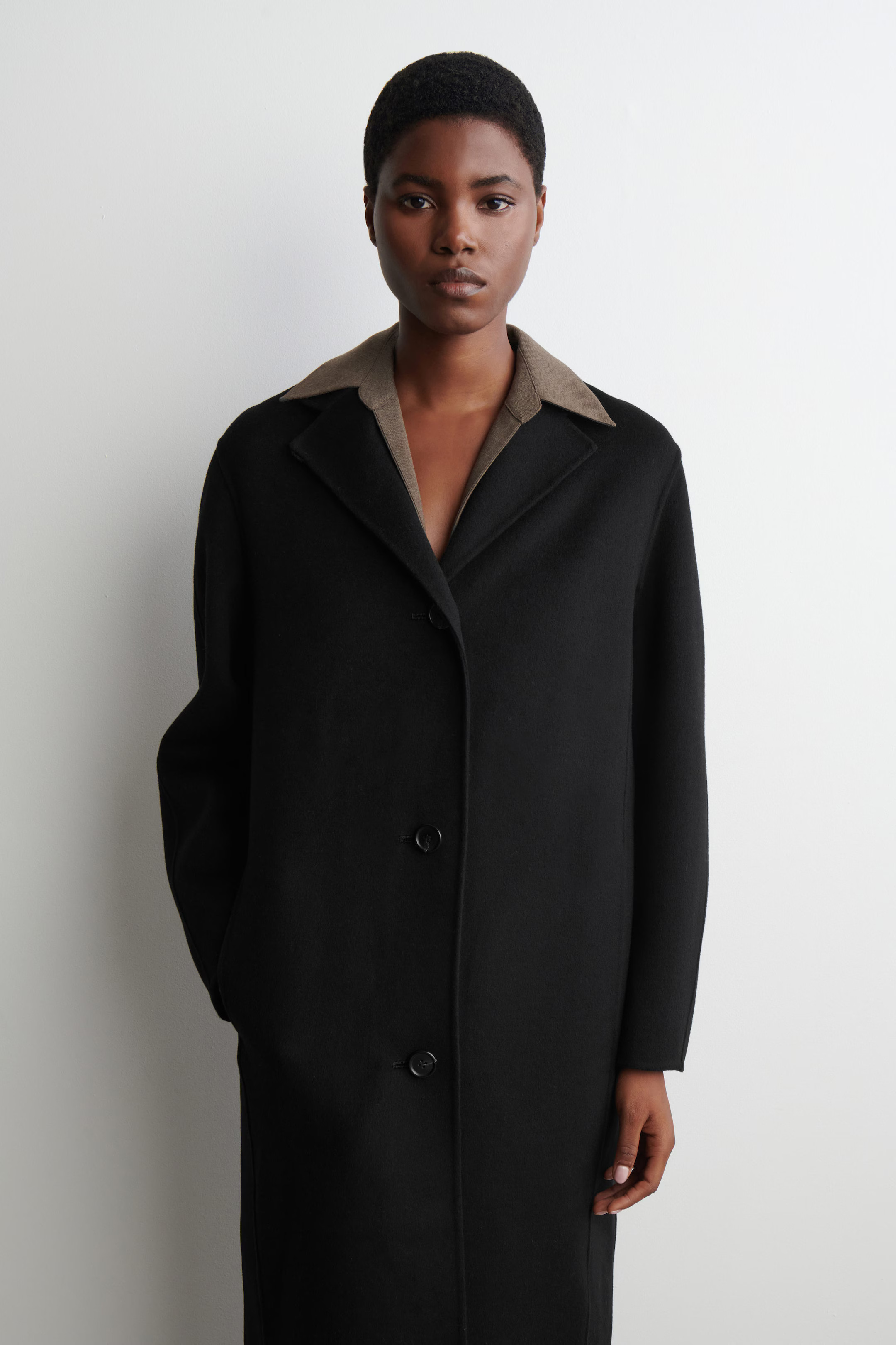 DOUBLE-FACED WOOL LONG COAT - BLACK | COS GB | COS UK