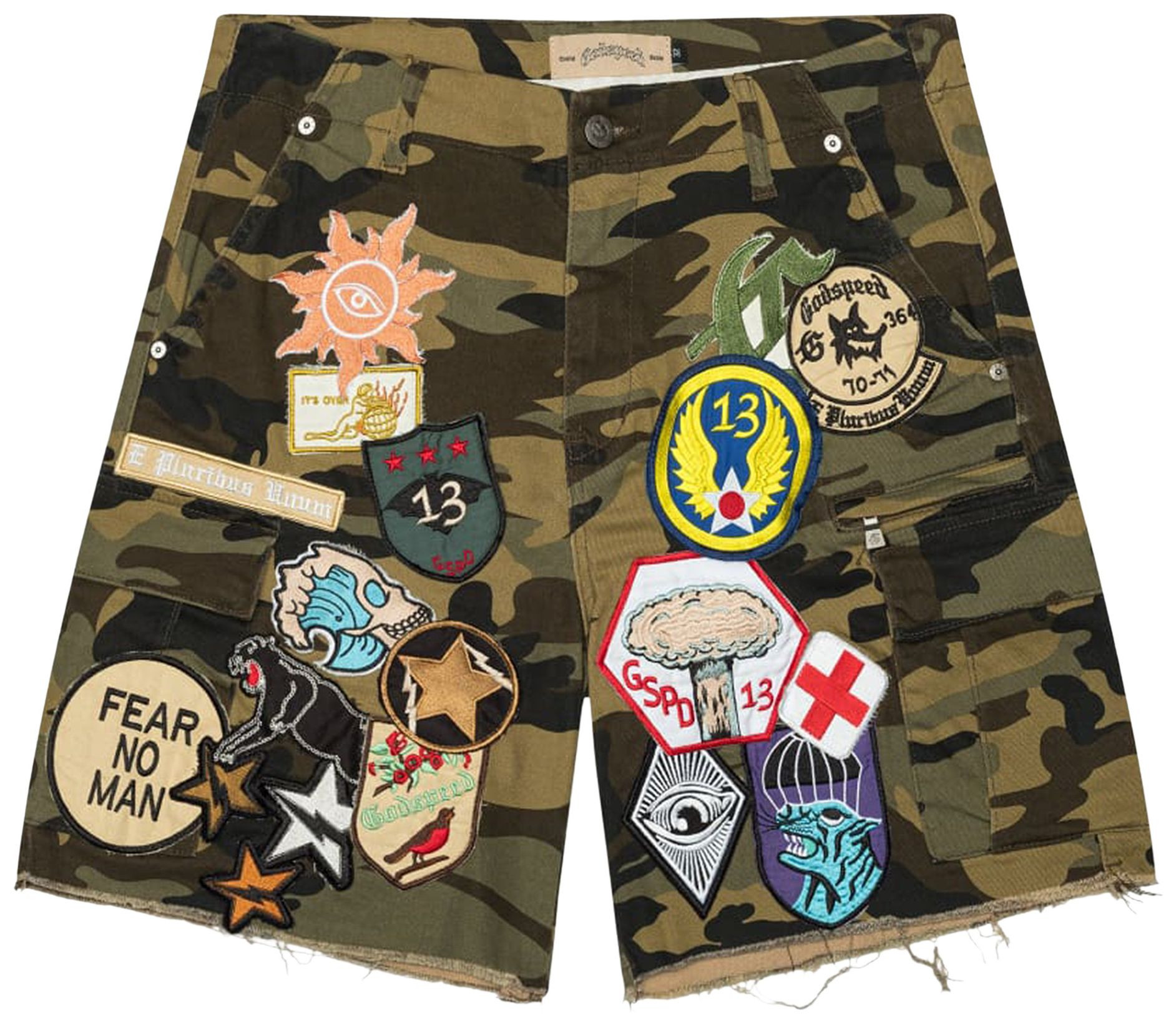 Buy Godspeed Patchwork Cargo Shorts 'Camo' - 11652 1SS2505GPCSC CAMO | GOAT | GOAT
