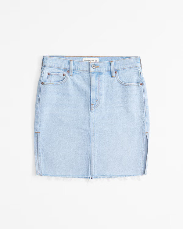 Mid Rise Denim Pencil Midi Skirt | Abercrombie & Fitch (US)