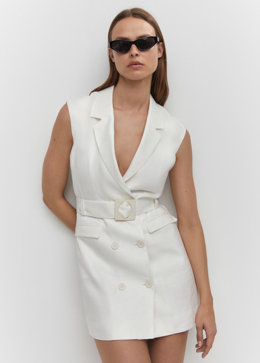 100% linen dress with lapels - Woman | MANGO USA | MANGO (US)