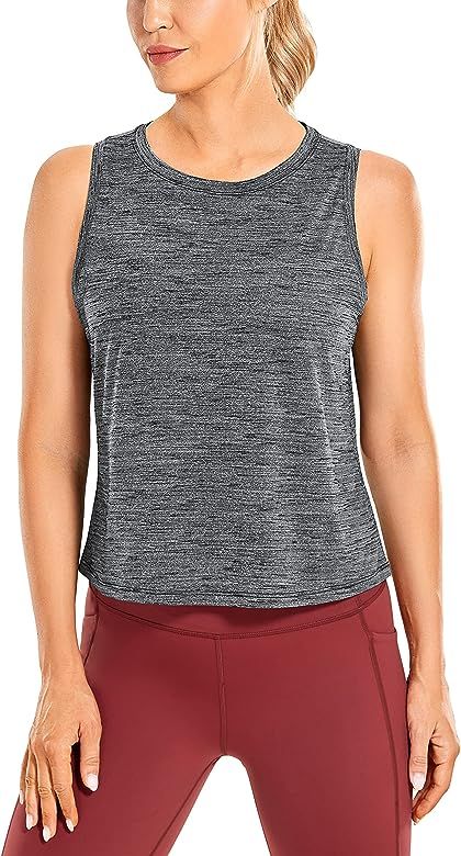 CRZ YOGA Lightweight Heather Crop Top Workout Tank Tops for Women Loose Fit Athletic Sports Shirt... | Amazon (US)
